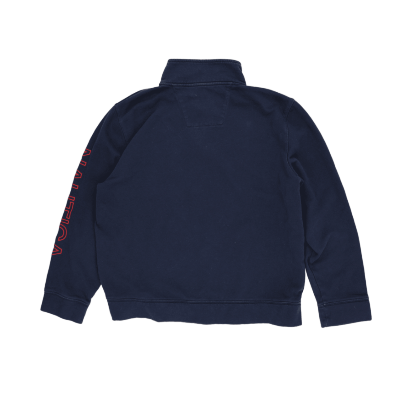 Nautica Navy Blue Quarter Zip Sweatshirt Men's Medium Cotton Blend Mock Neck Vintage