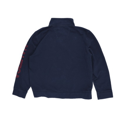 Nautica Navy Blue Quarter Zip Sweatshirt Men's Medium Cotton Blend Mock Neck Vintage