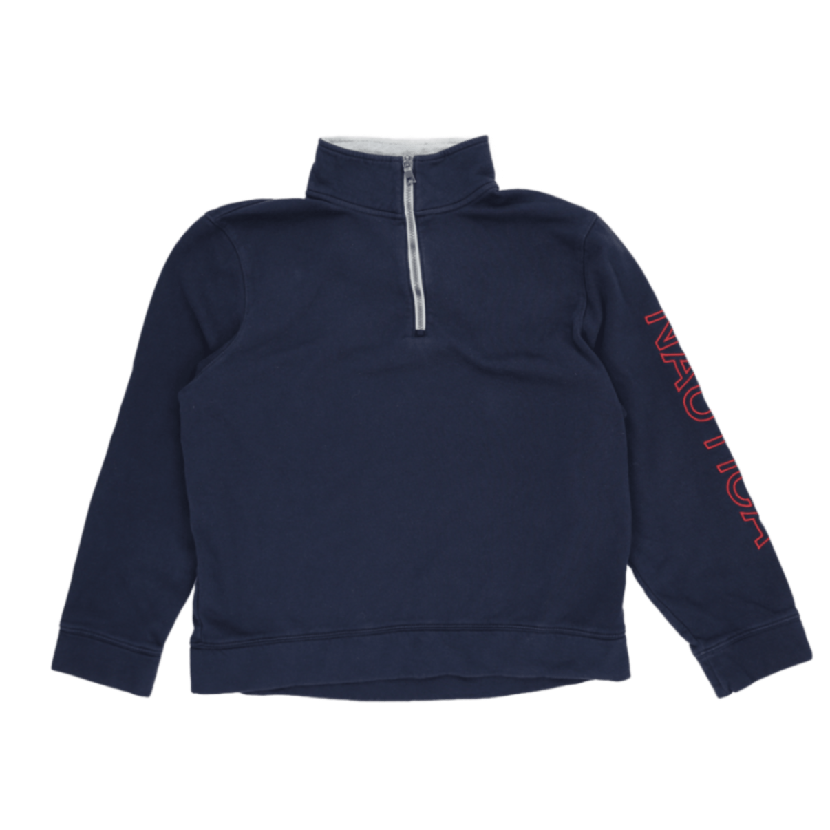 Nautica Navy Blue Quarter Zip Sweatshirt Men's Medium Cotton Blend Mock Neck Vintage