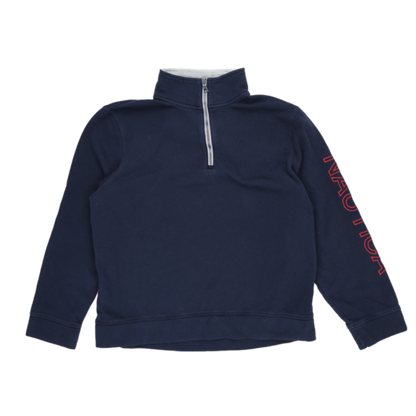 Nautica Navy Blue Quarter Zip Sweatshirt Men's Medium Cotton Blend Mock Neck Vintage
