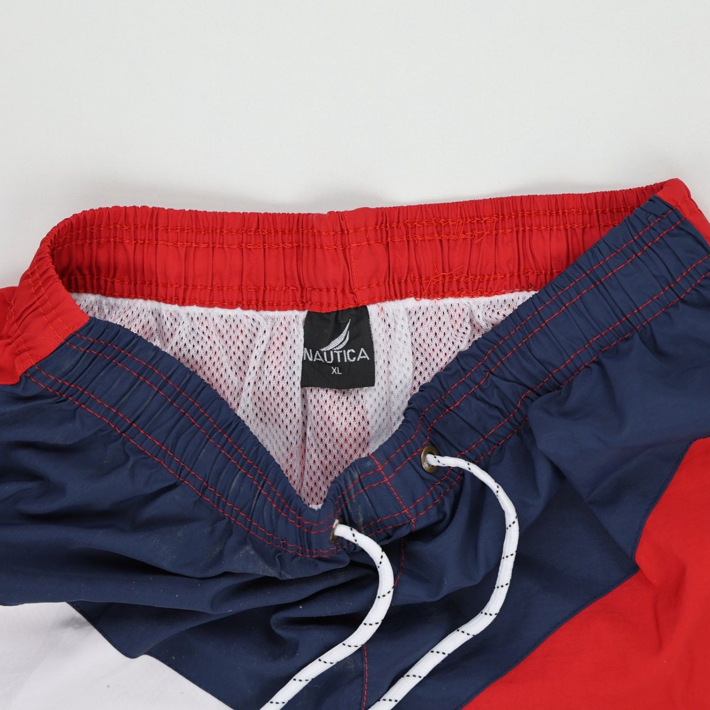 Nautica Colourblock Swim Shorts Red Navy White XL 15 Inseam Nylon