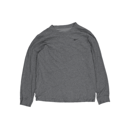Nike Men's Grey Long Sleeve Cotton T-Shirt Size Large Casual Crew Neck