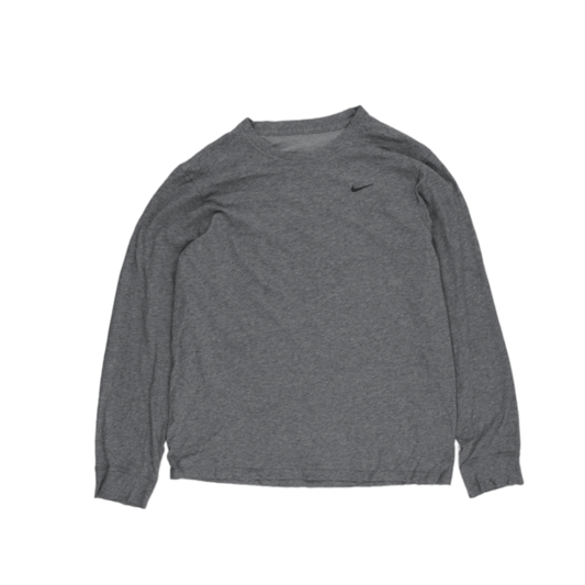 Nike Men's Grey Long Sleeve Cotton T-Shirt Size Large Casual Crew Neck