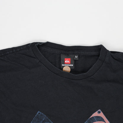 Quiksilver Black Long Sleeve Graphic T-Shirt Men's Medium Vintage Cotton Crew Neck