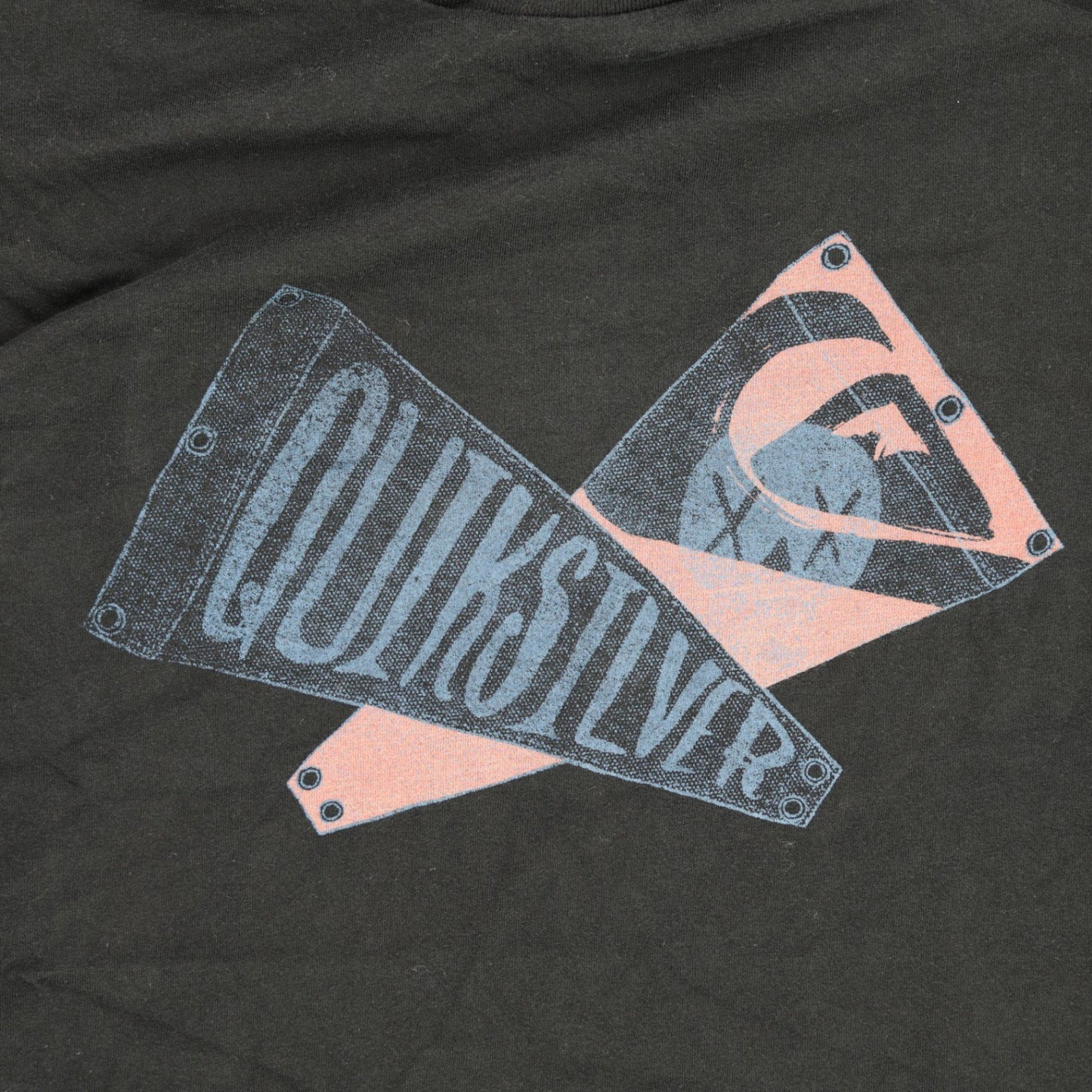 Quiksilver Black Long Sleeve Graphic T-Shirt Men's Medium Vintage Cotton Crew Neck