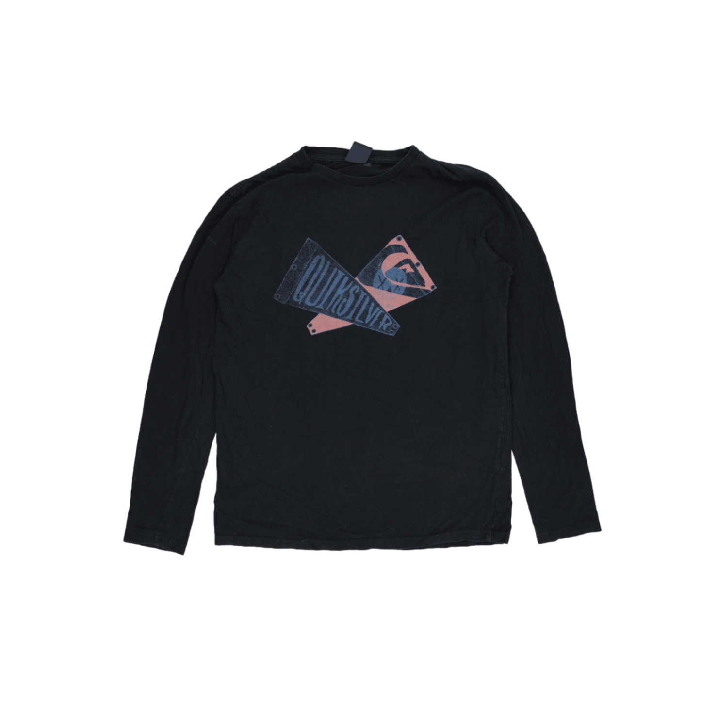 Quiksilver Black Long Sleeve Graphic T-Shirt Men's Medium Vintage Cotton Crew Neck