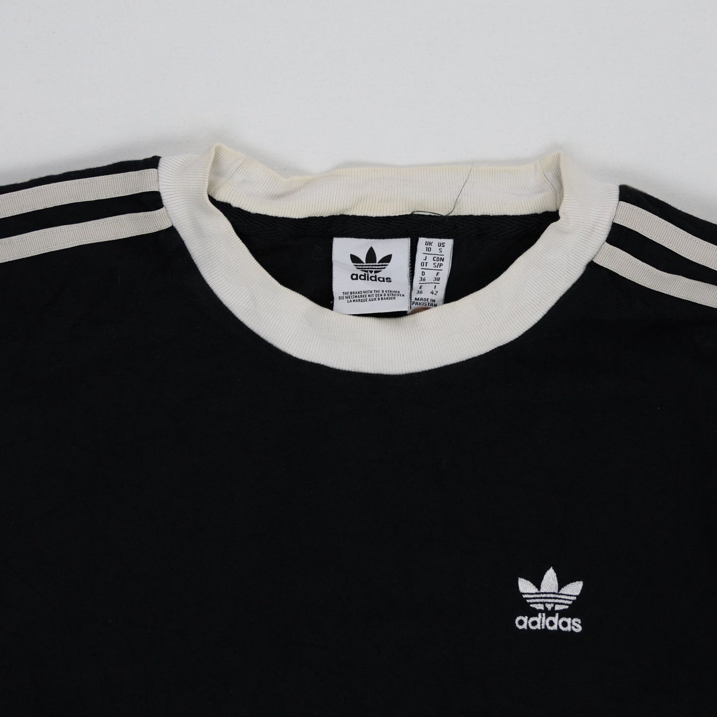 adidas Originals Black Long Sleeve T-Shirt Size L Cotton Crew Neck