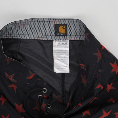 Carhartt Cargo Shorts Black Red Stars Size 32 100 Percent Nylon Mens