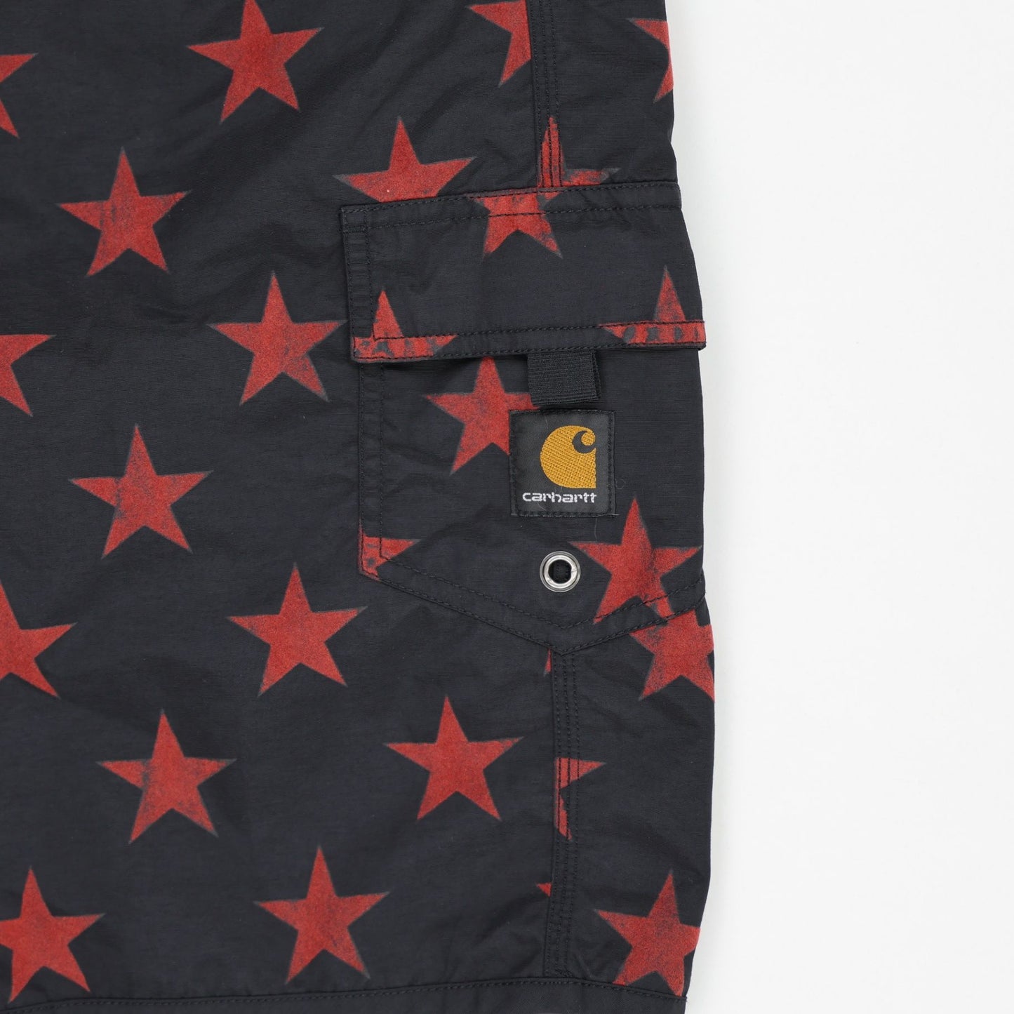 Carhartt Cargo Shorts Black Red Stars Size 32 100 Percent Nylon Mens