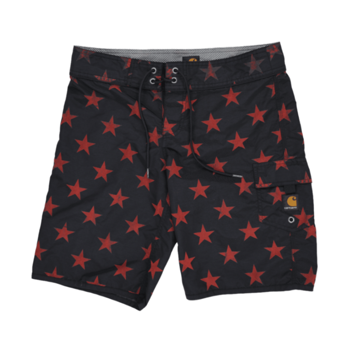 Carhartt Cargo Shorts Black Red Stars Size 32 100 Percent Nylon Mens