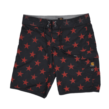 Carhartt Cargo Shorts Black Red Stars Size 32 100 Percent Nylon Mens