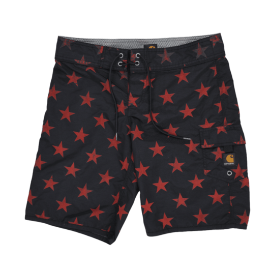Carhartt Cargo Shorts Black Red Stars Size 32 100 Percent Nylon Mens