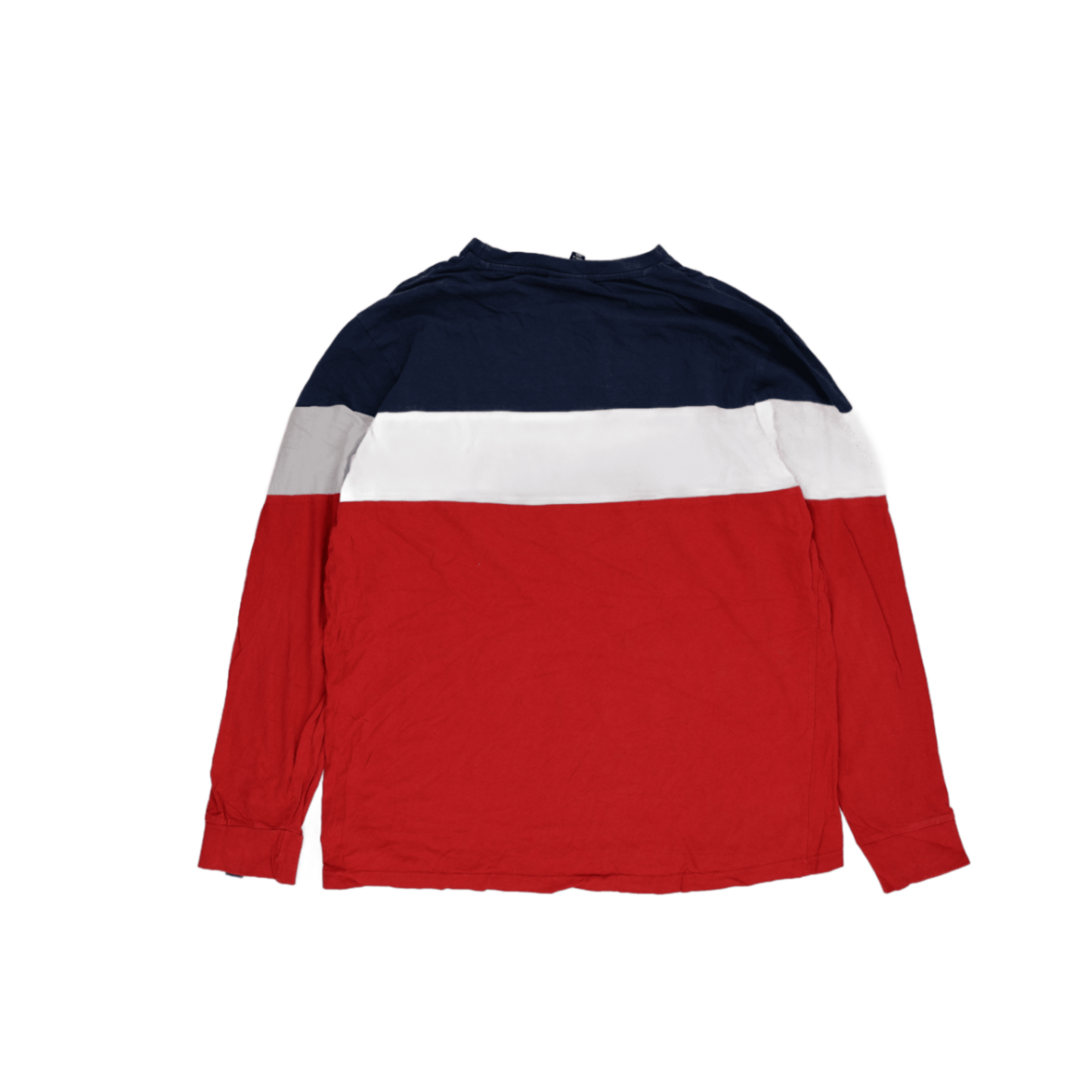 Ellesse Colour Block Long Sleeve T-Shirt Navy White Red XL Cotton Crew Neck