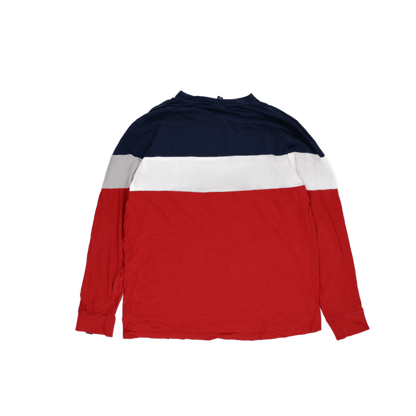 Ellesse Colour Block Long Sleeve T-Shirt Navy White Red XL Cotton Crew Neck