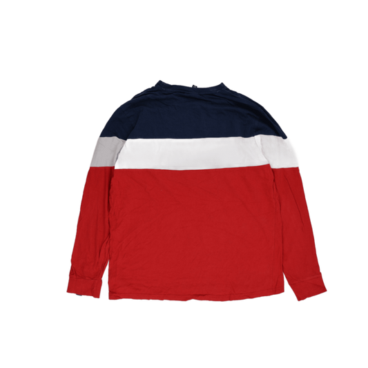 Ellesse Colour Block Long Sleeve T-Shirt Navy White Red XL Cotton Crew Neck
