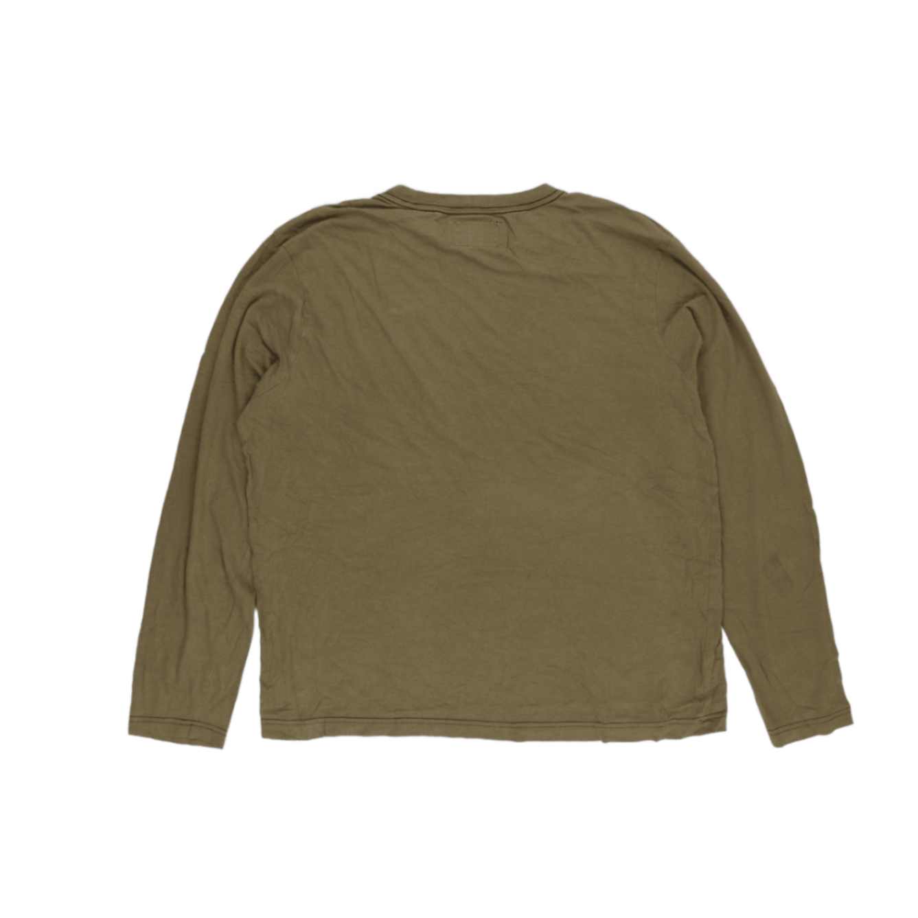 Schott NYC Vintage Khaki Long Sleeve T-Shirt XL Cotton Crew Neck