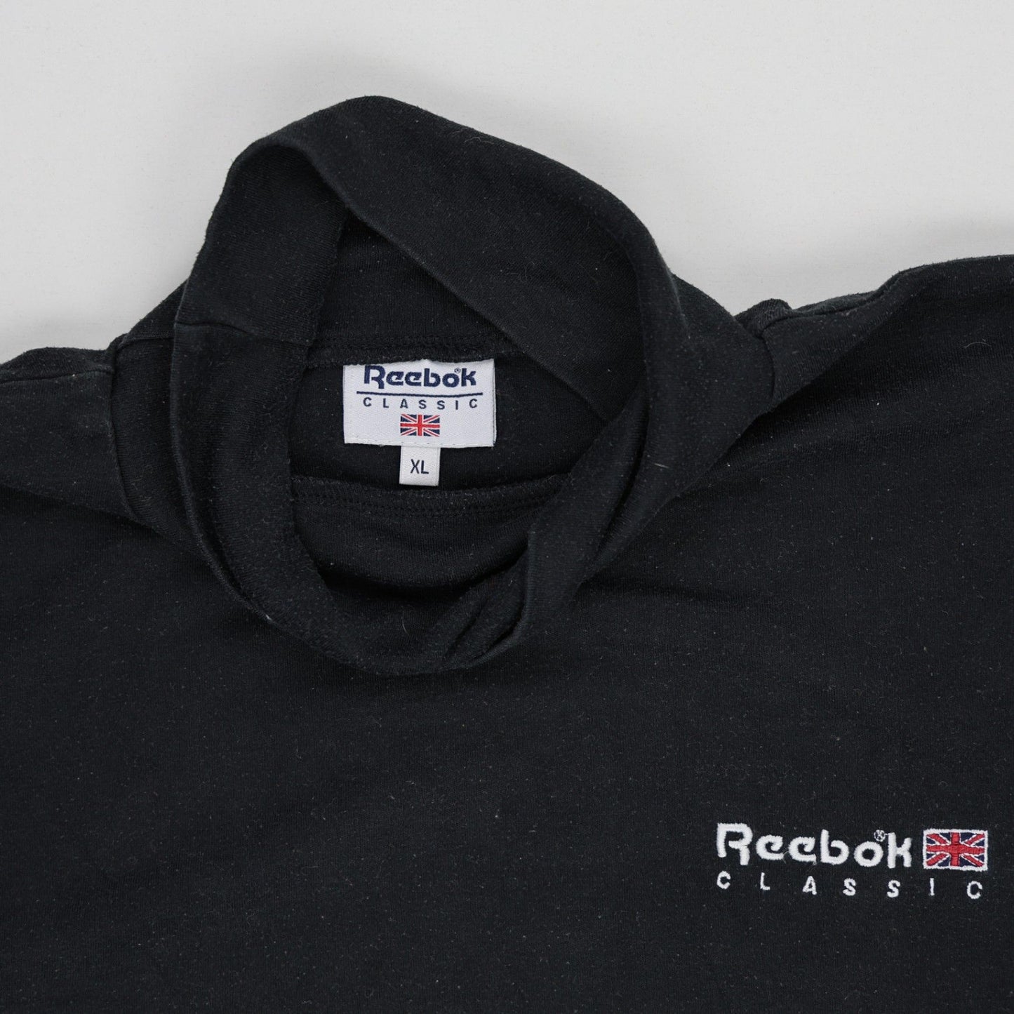 Reebok Vintage Black Turtleneck Sweatshirt Men XL Cotton Blend