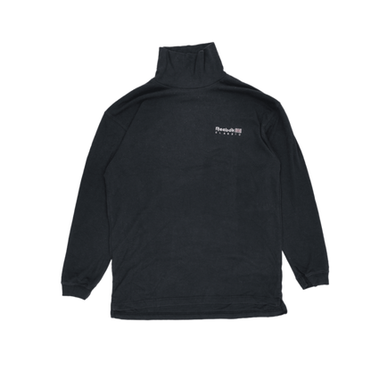Reebok Vintage Black Turtleneck Sweatshirt Men XL Cotton Blend