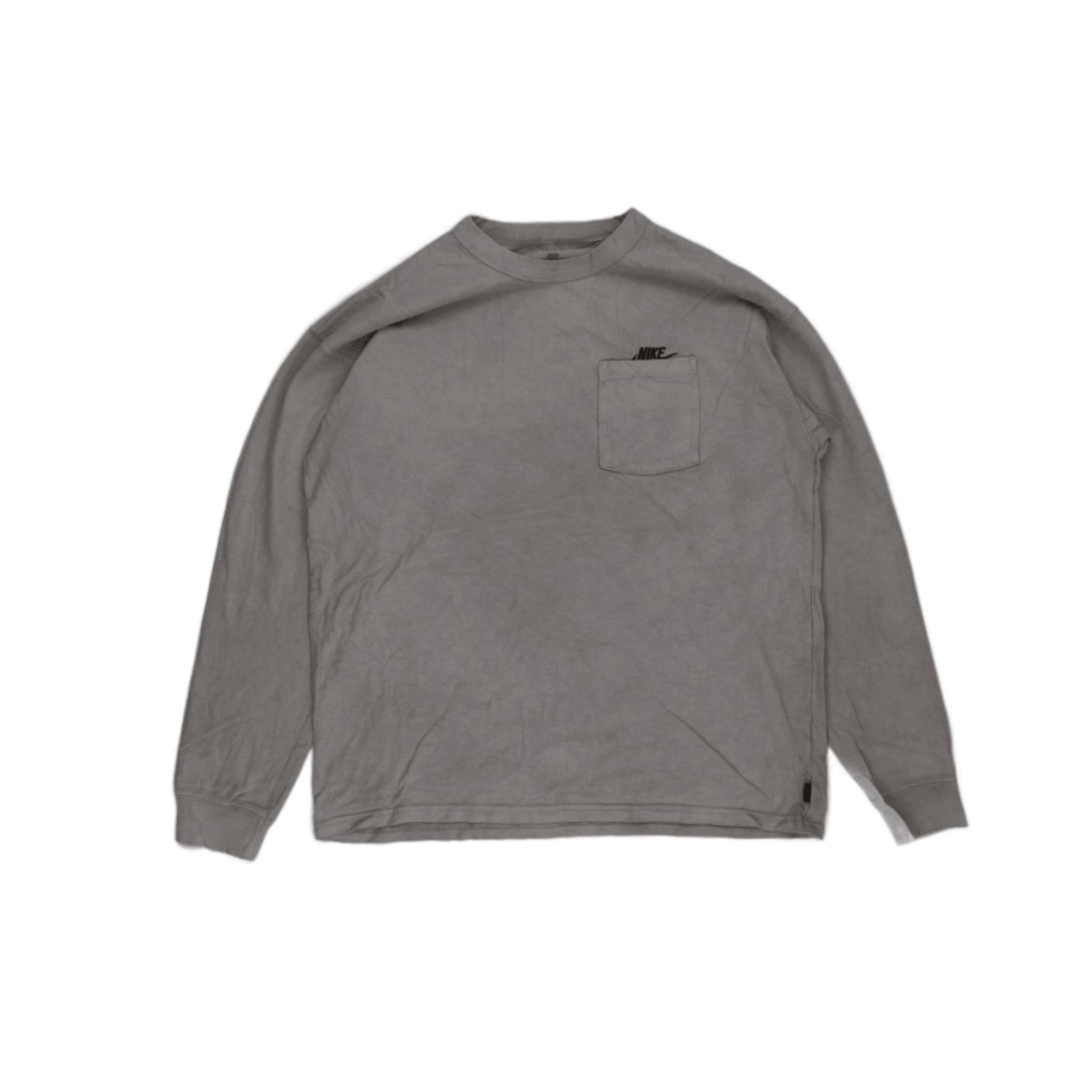 Nike Men's Grey Long Sleeve Pocket T-Shirt Size Large 100% Cotton Casual Crew Neck