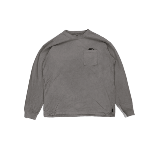 Nike Men's Grey Long Sleeve Pocket T-Shirt Size Large 100% Cotton Casual Crew Neck