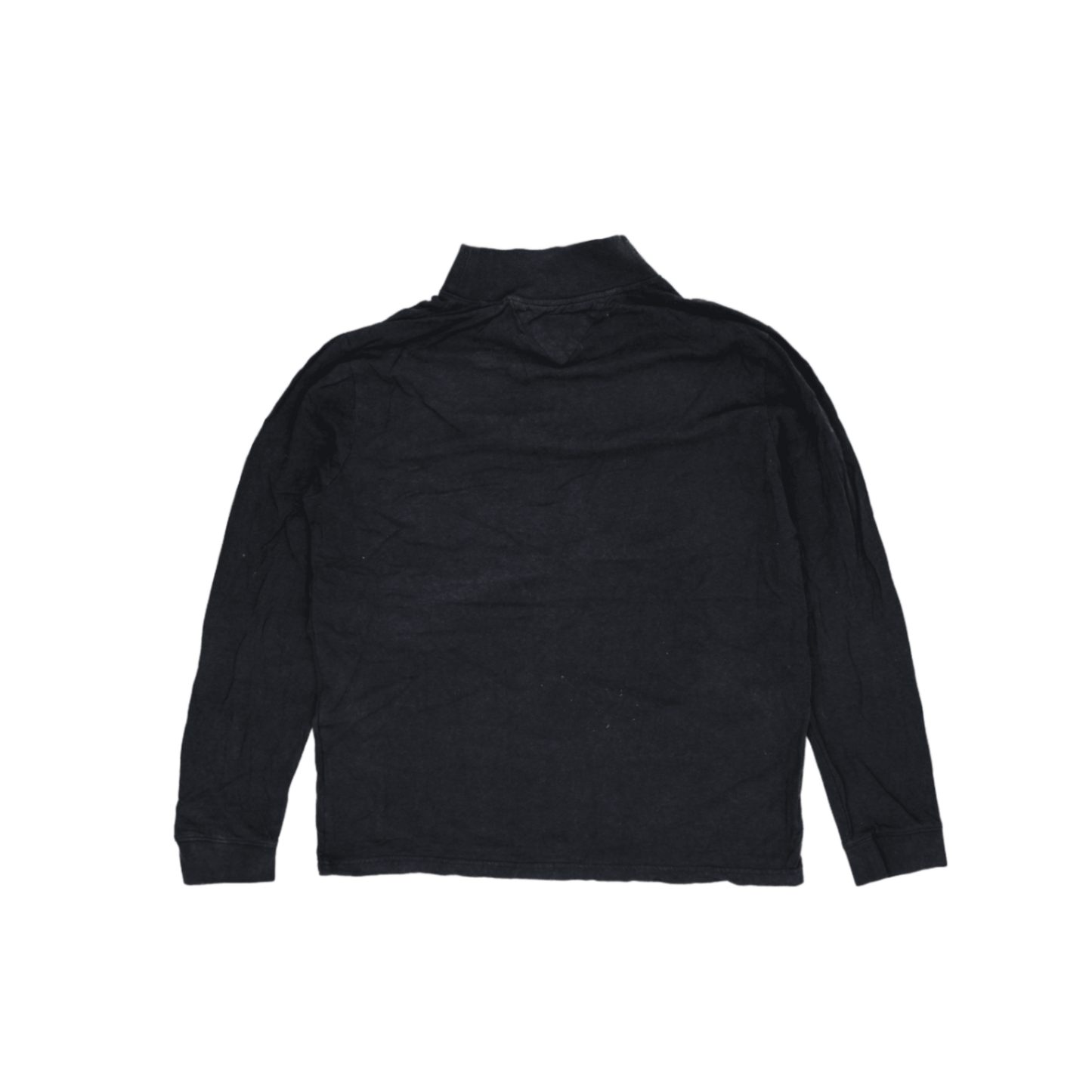 Tommy Jeans Black Quarter Zip T-Shirt Large Cotton Stand Collar