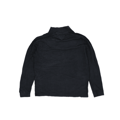 Tommy Jeans Black Quarter Zip T-Shirt Large Cotton Stand Collar