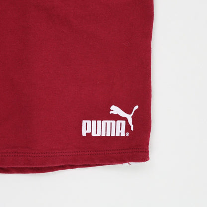 PUMA Burgundy Athletic Shorts Men Medium Cotton Blend 22 cm Inseam