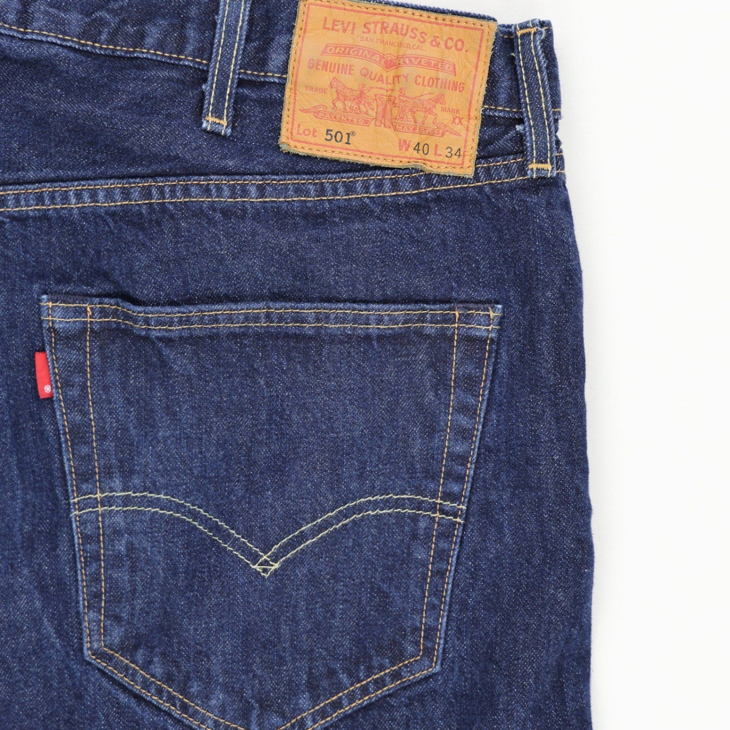 Levi's 501 Waterless Original Fit Jeans Dark Indigo W40 L34 Cotton Denim Straight Leg