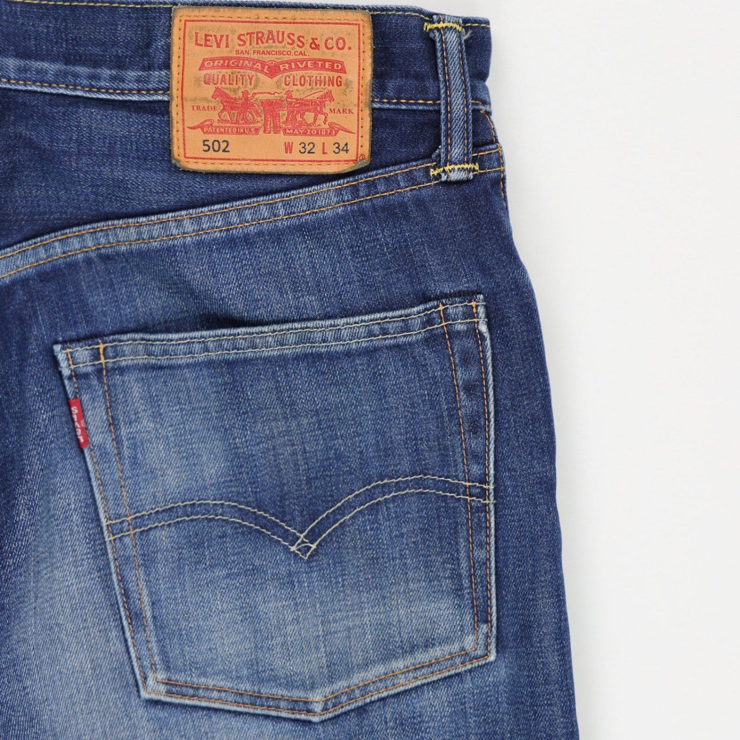 Levi's 502 Tapered Fit Blue Denim Jeans W32 L34 Cotton