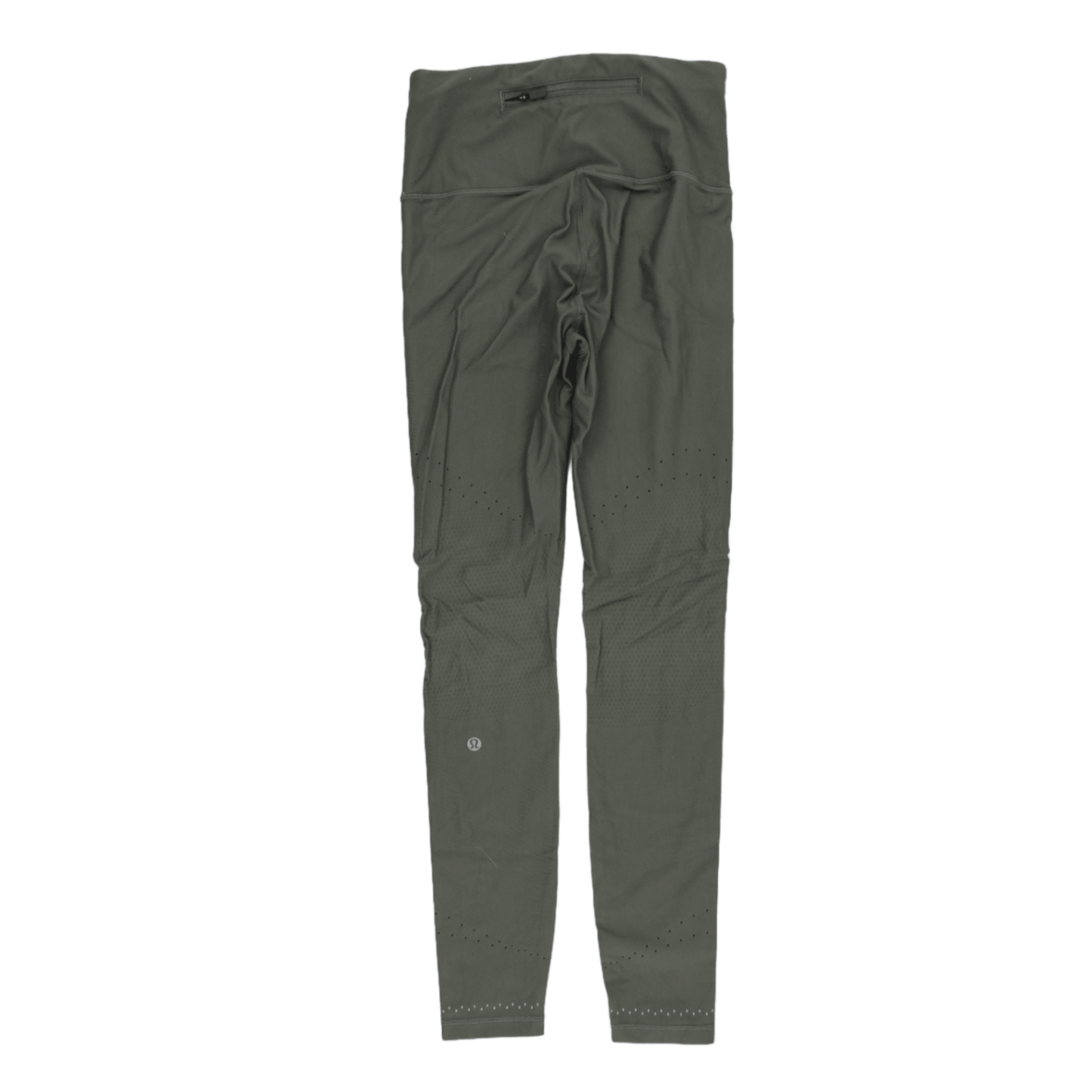Lululemon High Waisted Olive Green Sports Leggings Size 8 Medium Stretch Polyamide Blend 29 Inch Inseam