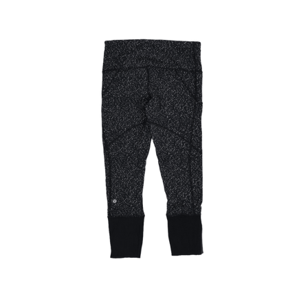 Lululemon Black Speckled High Waist Women's Athletic Leggings Size Medium Polyester Blend 23 Inch Inseam