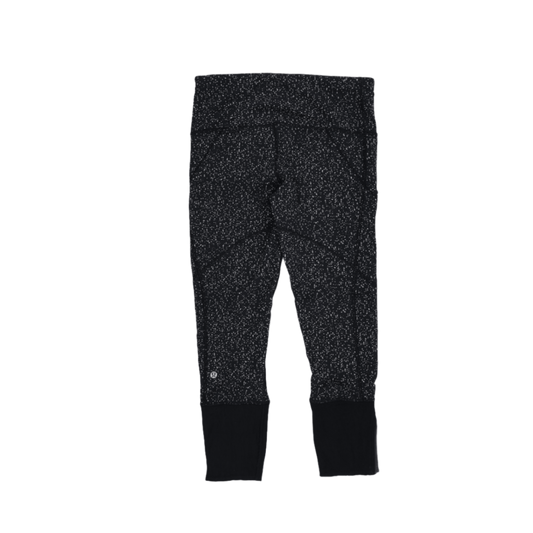 Lululemon Black Speckled High Waist Women's Athletic Leggings Size Medium Polyester Blend 23 Inch Inseam