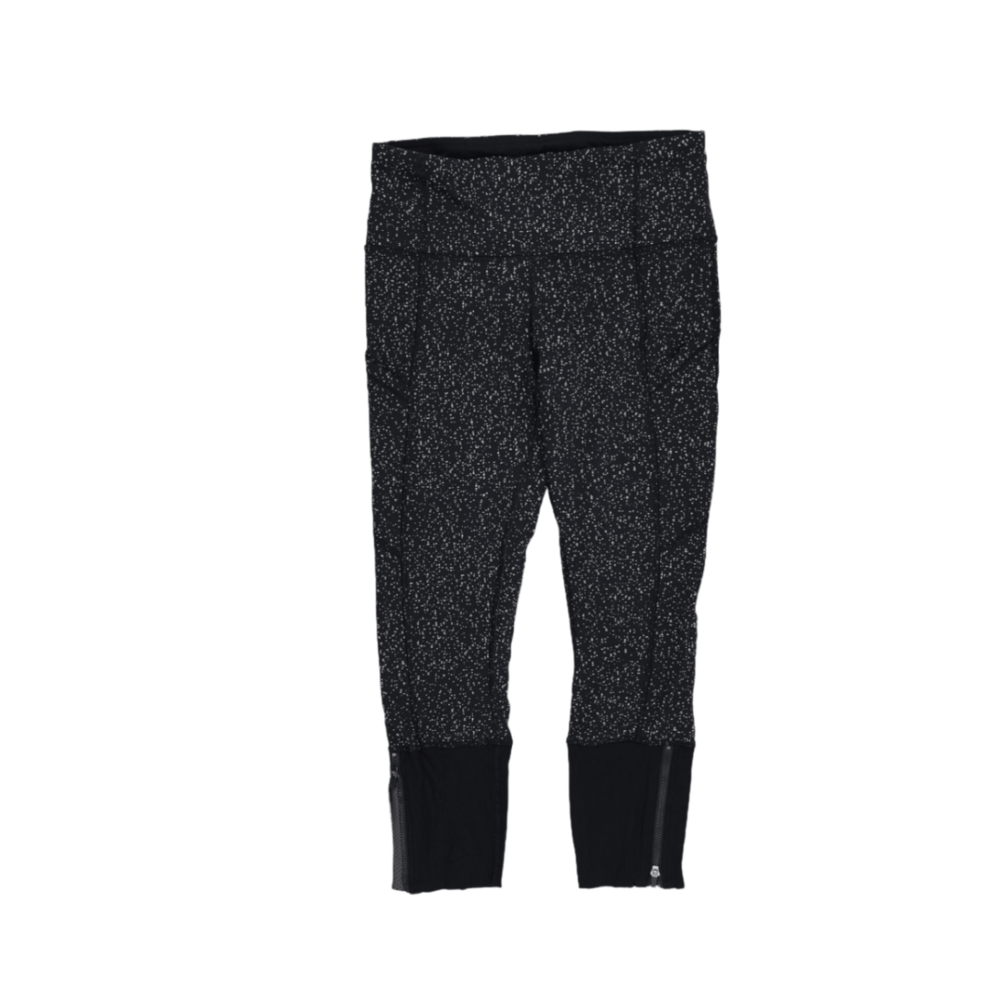 Lululemon Black Speckled High Waist Women's Athletic Leggings Size Medium Polyester Blend 23 Inch Inseam
