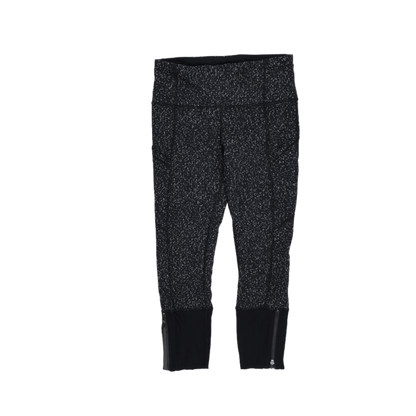 Lululemon Black Speckled High Waist Women's Athletic Leggings Size Medium Polyester Blend 23 Inch Inseam