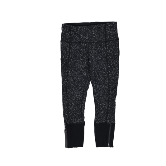Lululemon Black Speckled High Waist Women's Athletic Leggings Size Medium Polyester Blend 23 Inch Inseam