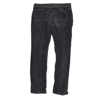 Tommy Hilfiger Mercer Black Corduroy Trousers W32 L32 Regular Fit Cotton for Men