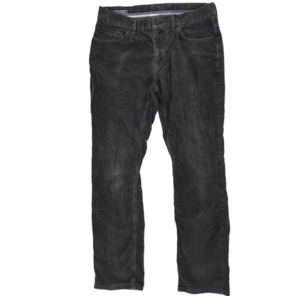 Tommy Hilfiger Mercer Black Corduroy Trousers W32 L32 Regular Fit Cotton for Men