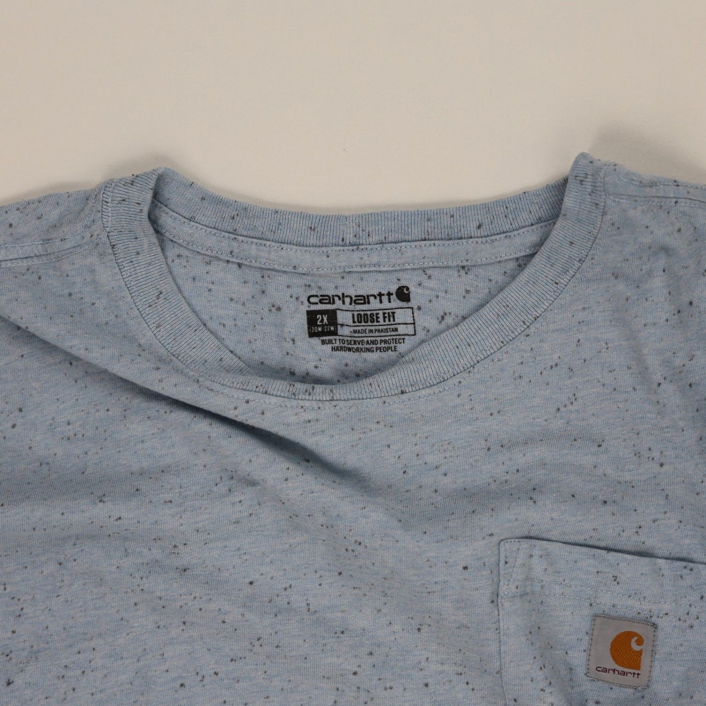 Carhartt Blue Speckled Cotton Loose Fit Pocket T-Shirt 2XL