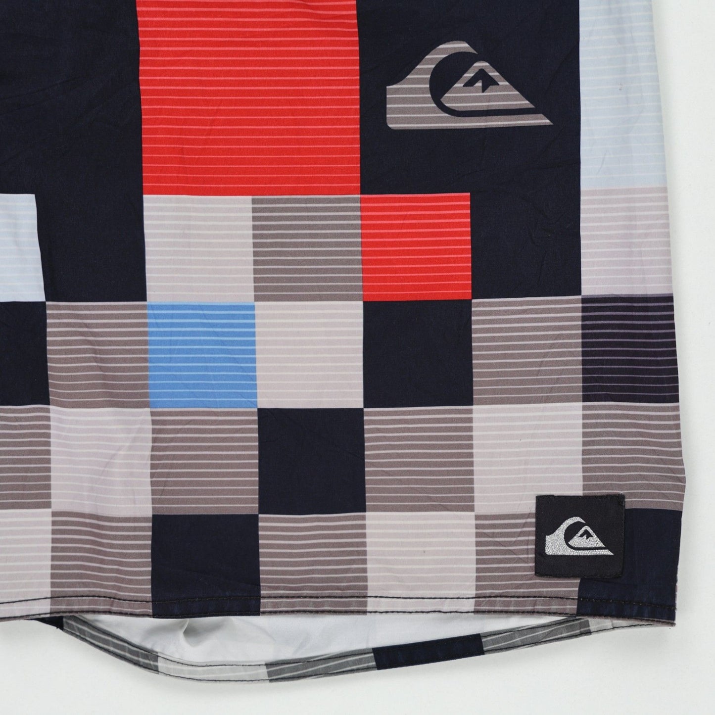 Quiksilver Men's Board Shorts Multicolour Large 36 Inseam Polyester Checked Pattern