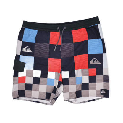 Quiksilver Men's Board Shorts Multicolour Large 36 Inseam Polyester Checked Pattern