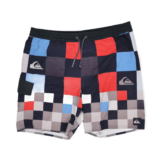 Quiksilver Men's Board Shorts Multicolour Large 36 Inseam Polyester Checked Pattern