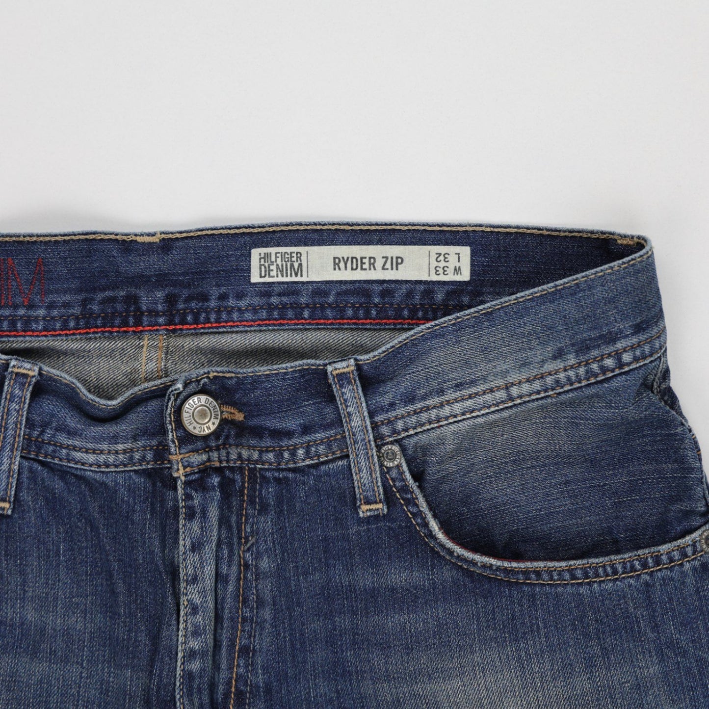 Tommy Hilfiger Ryder Zip Slim Fit Blue Jeans W33 L32 Cotton Vintage