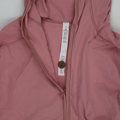Lululemon Cropped Pink Zip-Up Athletic Hoodie Size 10 86% Nylon 14% Elastane