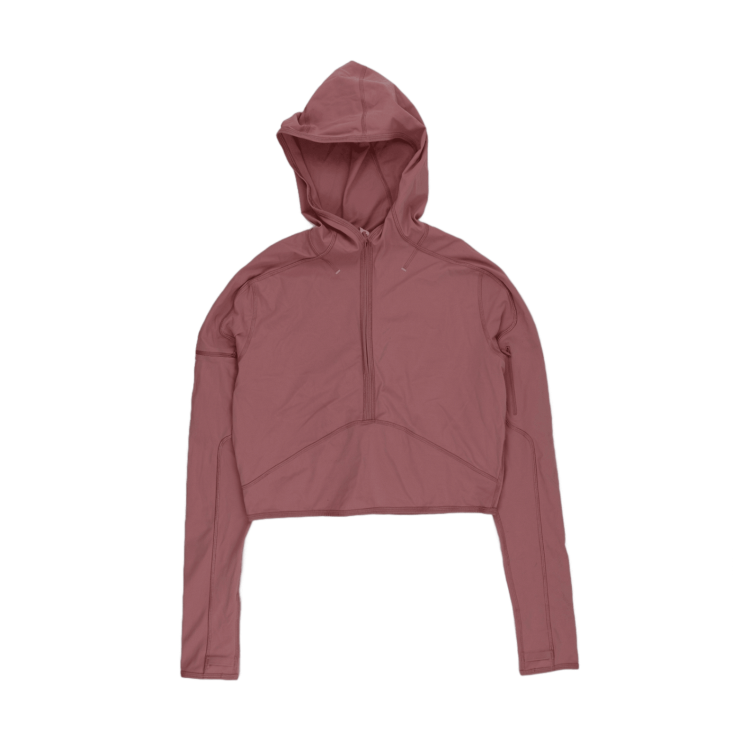 Lululemon Cropped Pink Zip-Up Athletic Hoodie Size 10 86% Nylon 14% Elastane