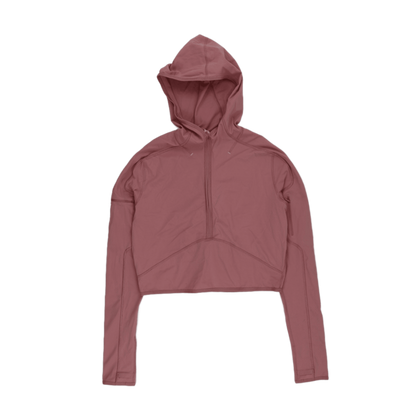 Lululemon Cropped Pink Zip-Up Athletic Hoodie Size 10 86% Nylon 14% Elastane