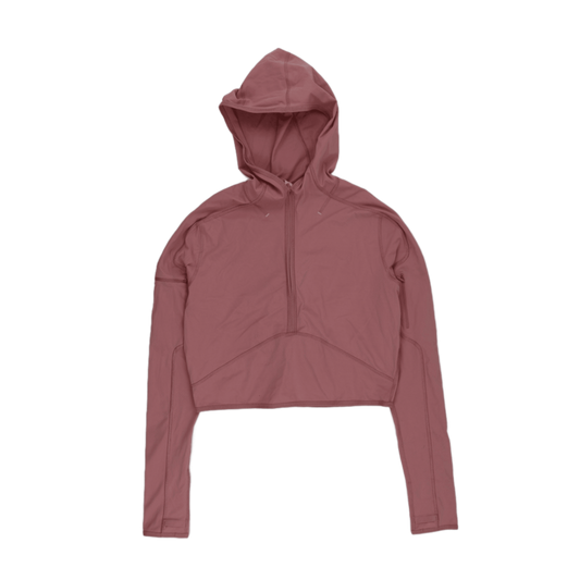 Lululemon Cropped Pink Zip-Up Athletic Hoodie Size 10 86% Nylon 14% Elastane