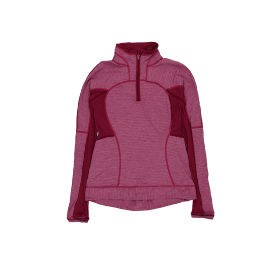 Lululemon Burgundy Pink High Neck Quarter Zip Pullover Women Size 8 Medium Polyester Blend Athleisure