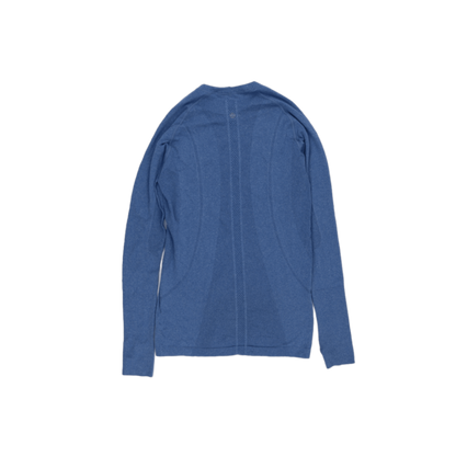 Performance Blue Long Sleeve Activewear Top Medium Polyester Blend Crew Neck