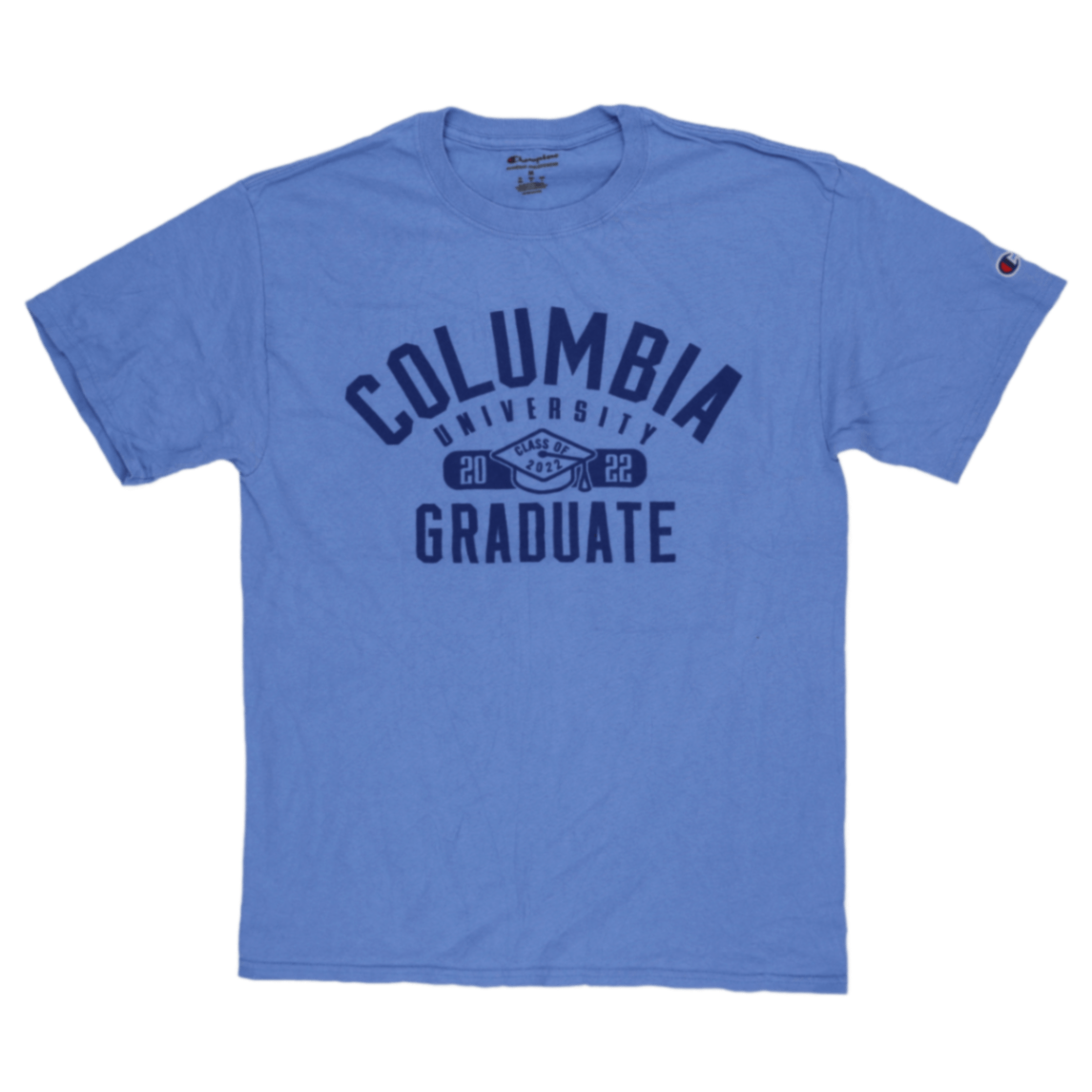 Champion Columbia University Graduate 2022 T-Shirt Unisex Blue Medium Cotton Casual Crew Neck