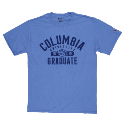Champion Columbia University Graduate 2022 T-Shirt Unisex Blue Medium Cotton Casual Crew Neck